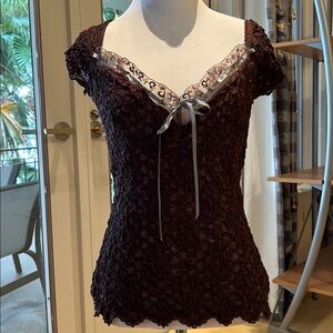 Ann Ferriday Deep Brown Lace Blouse